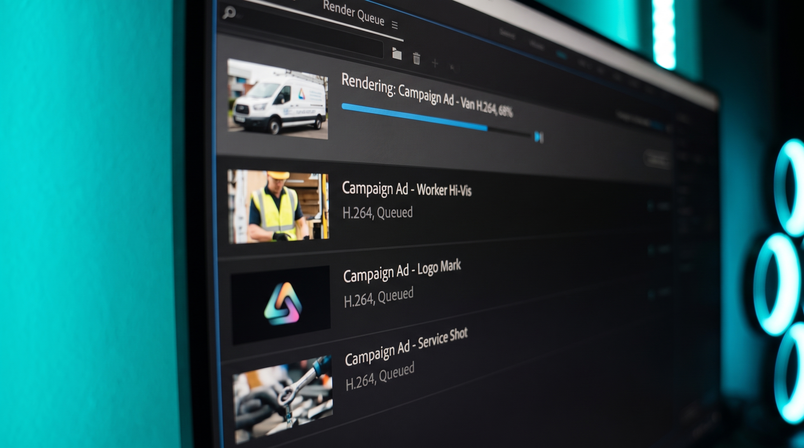 Multiple video exports rendering, campaign content batched together