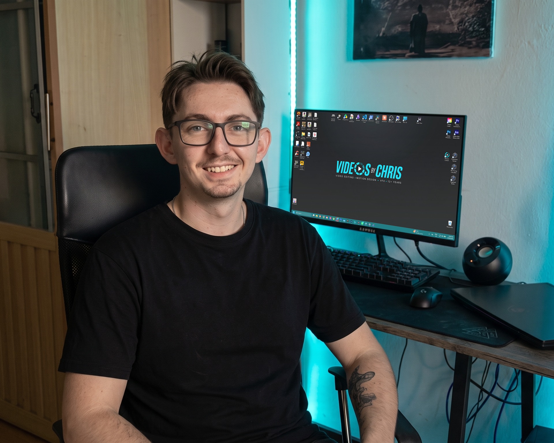 Chris McWilliam at his desk, behind the scenes